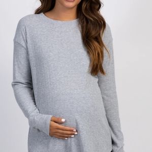 Two Long Sleeve Ribbed Maternity Tops